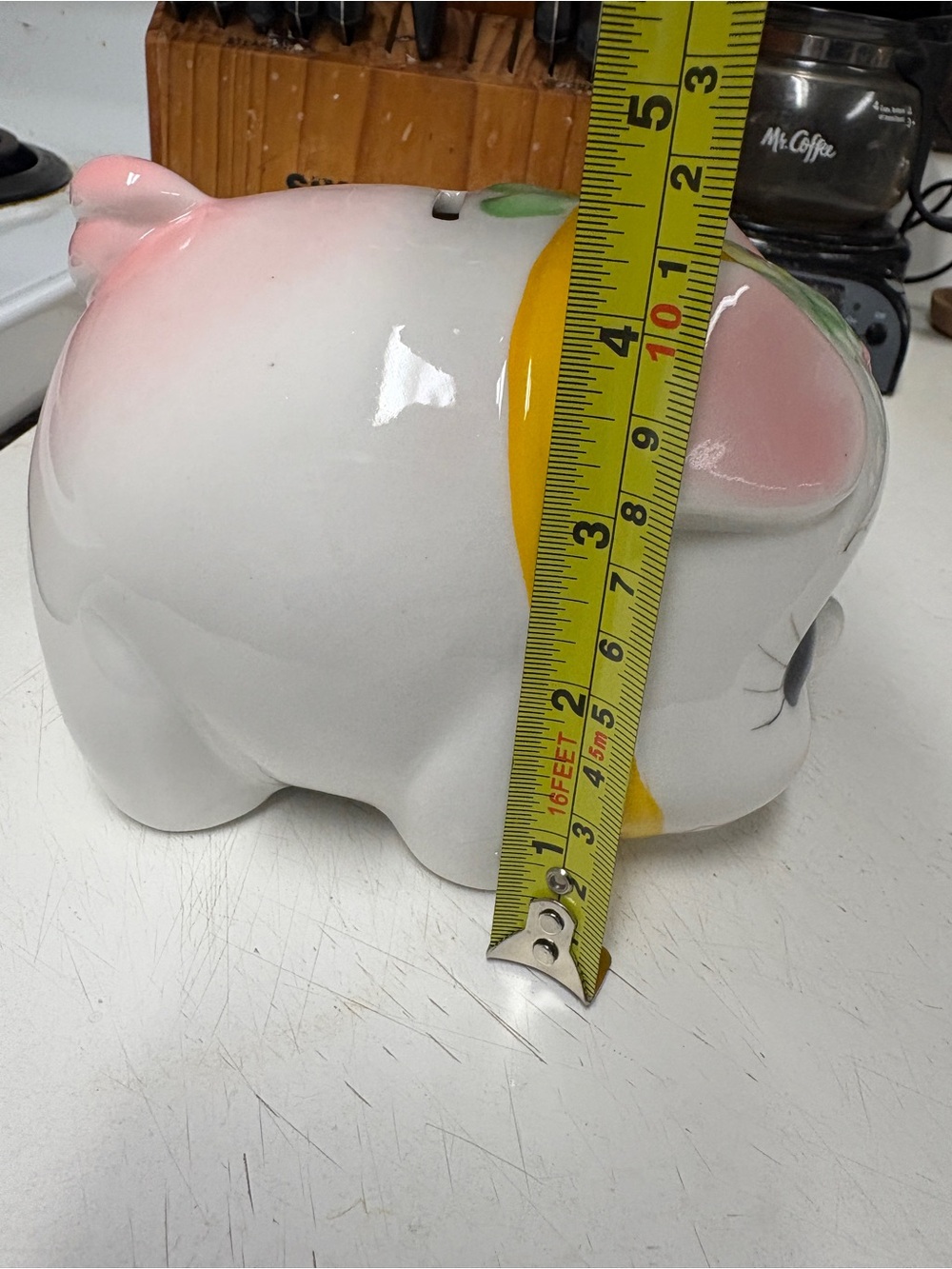 MCM Kitschy Ceramic Piggy Bank - Yellow Bow - Picture 9 of 10